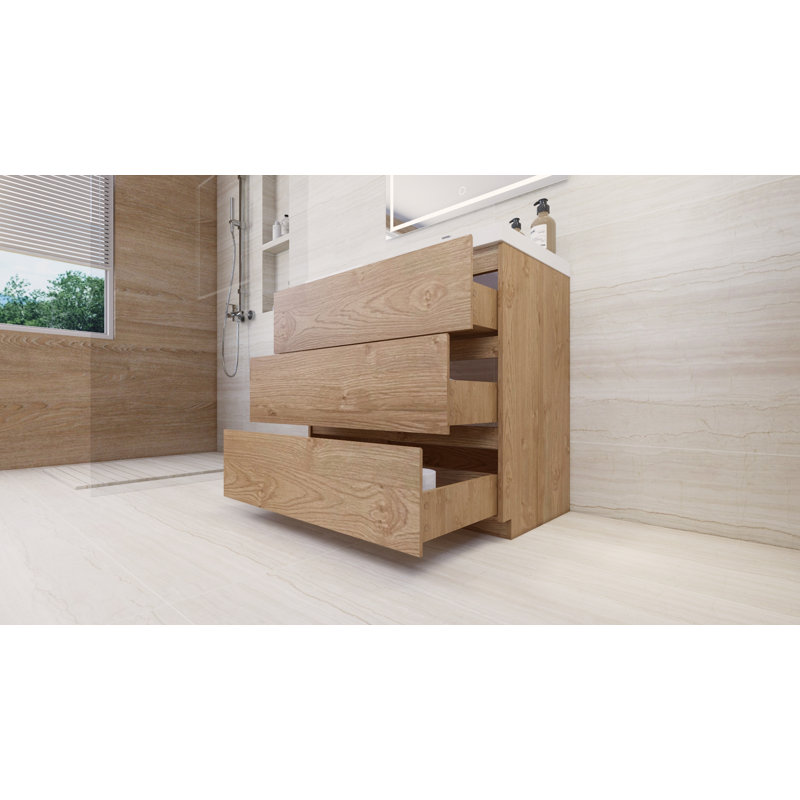 Ensemble de meuble-lavabo simple 36 po Dennes, Chêne de la Nouvelle-Angleterre