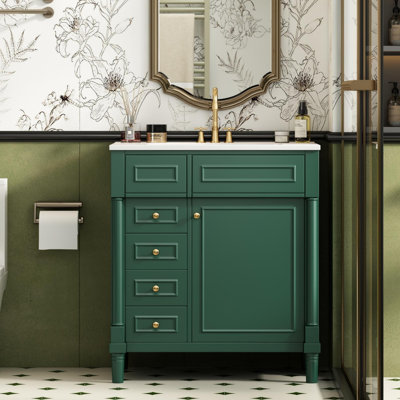 30" Bathroom Vanity With Sink, Freestanding Bathroom Storage Vanity Cabinet W/soft-closing Door, Bathroom Cabinet With 2 Drawers