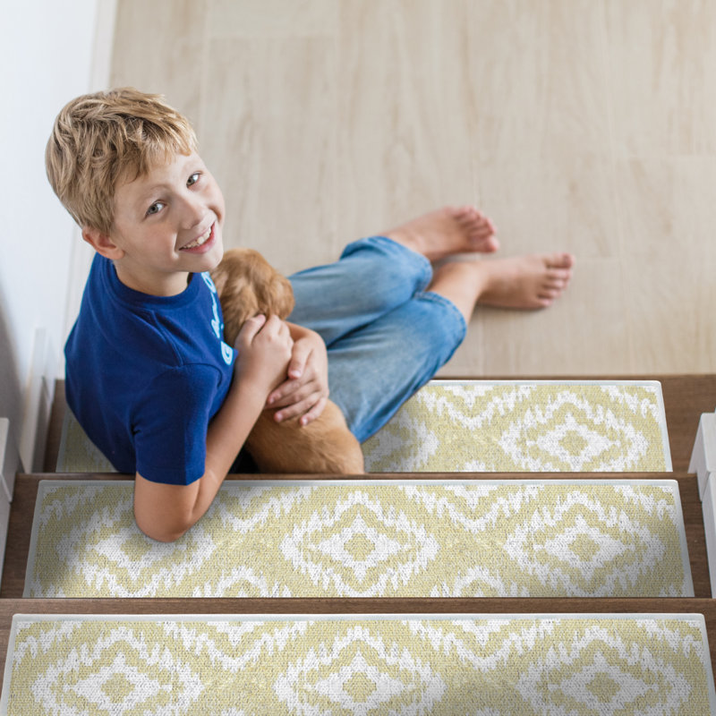 Tapis d'escalier intérieur antidérapant Mountainburg, Jaune crème banane