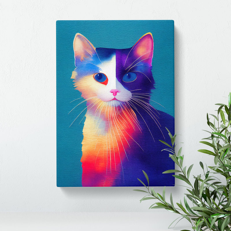 Cat In Watercolour No.5 - Wrapped Canvas, 50cm H x 35cm W x 3cm D