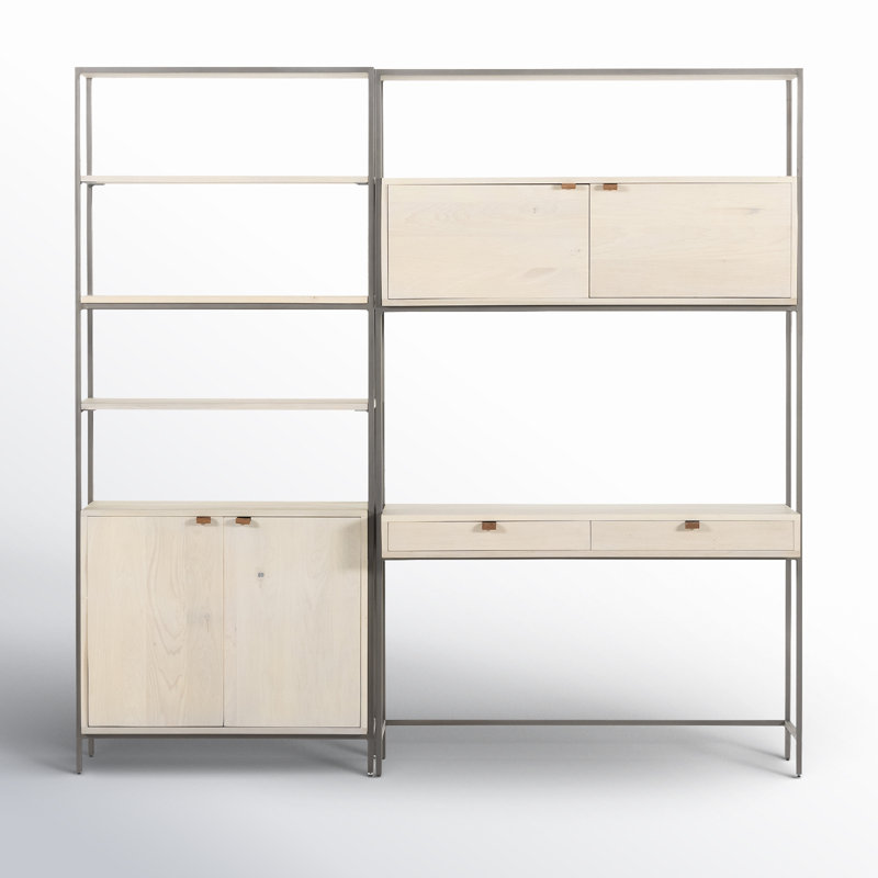 Trey Modular Bookcase Wall Desk, Dove Poplar