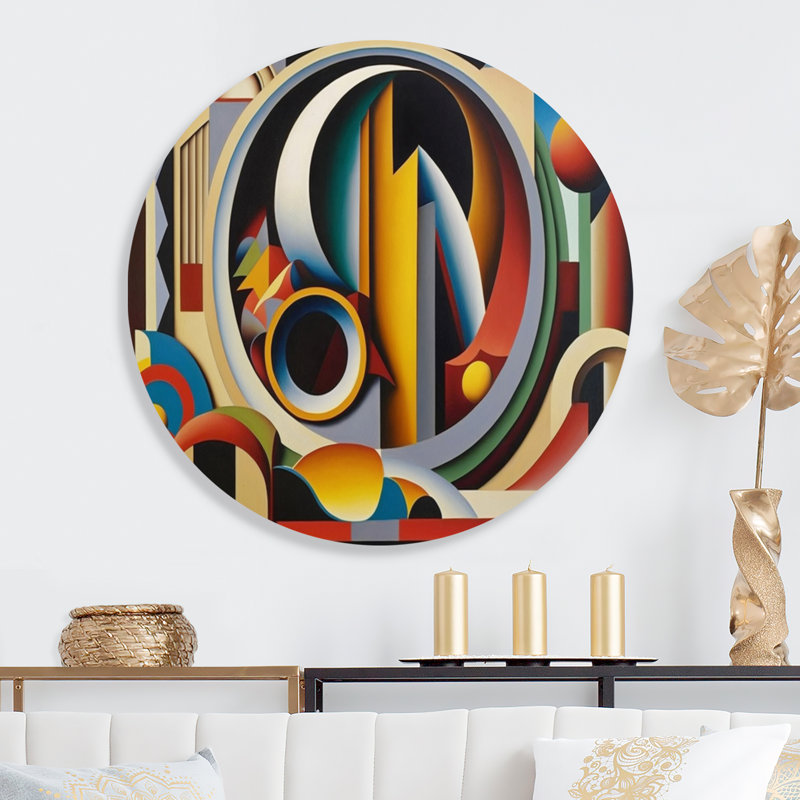 Circular Retro Dynamics II - Modern Geometric Metal Circle Wall Art, 16" W x 16" H