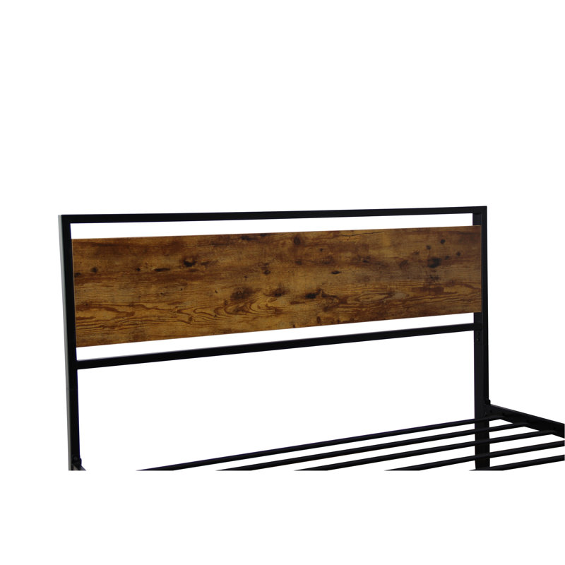 Lit simple en métal moderne - et structure stable, noir, choix de chambre à coucher confortable, facile à installer, sans sommier, construction noire à capacité de charge de 300 lb, confort, assemblage, ressort requis, poids