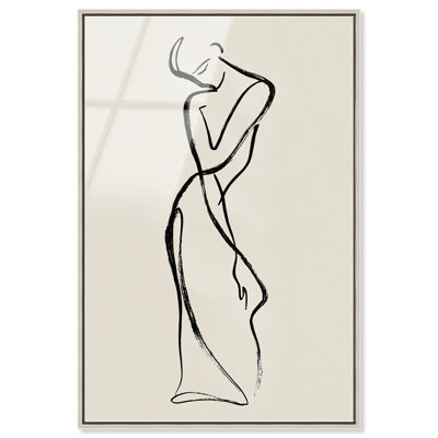 Impression acrylique encadrée « Ink Motion », œuvre murale minimaliste par Art Remedy, cadre argenté, 36 x 54