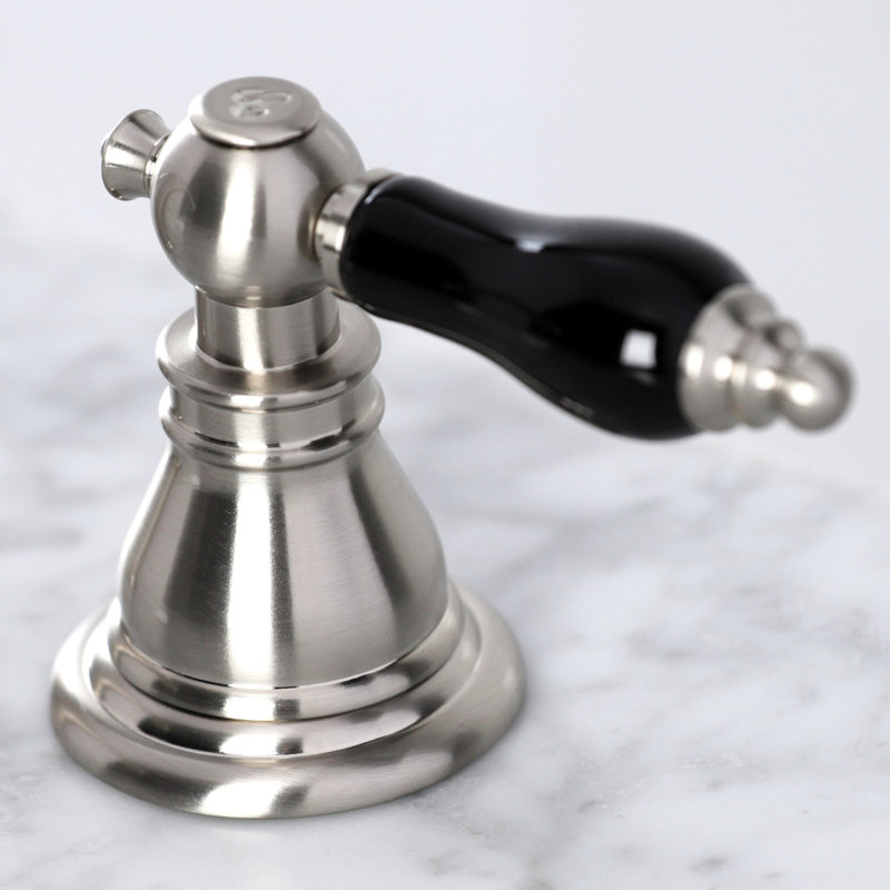 Kingston Brass Duchess Two-Handle 3-Hole Deck Mount Widespread Bathroom Faucet with Retail Pop-Up Drain, Brushed Nickel