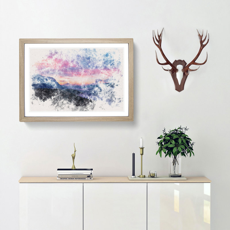 Mountain View of Romania - Framed Print, Oak Framed, 45cm H x 63cm W x 2cm D