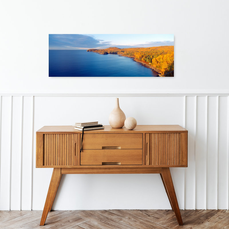 Split Rock Lighthouse from 1905 Lake Superior Minnesota 1 Piece Wrapped Canvas Panoramic Wall Art, 30.48 cm H x 91.44 cm W