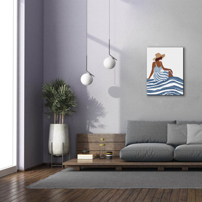 «The Girl In The Striped Dress» par Andreas Magnusson, art mural sur toile
