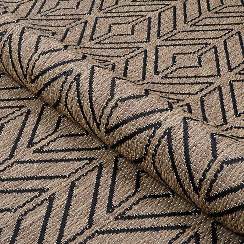 Tapis intérieur / extérieur noir Tayeb, Tapis de couloir l 27 po x L 94 po