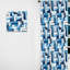Blocs géométriques blancs et bleus Harmony II - Rideau moderne - Velours obscurcissant - 1 panneau-107562821