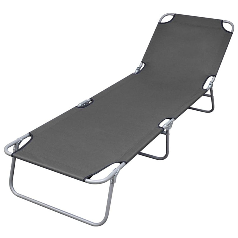 Chaise longue de patio pliante pour l'extérieur, gris