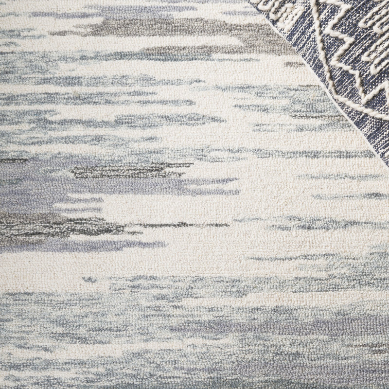 Lashonia 106 Hand Tufted Wool/Cotton Abstract Indoor Use Only Rug in Ivory/Gray, Rectangle 5' x 8'