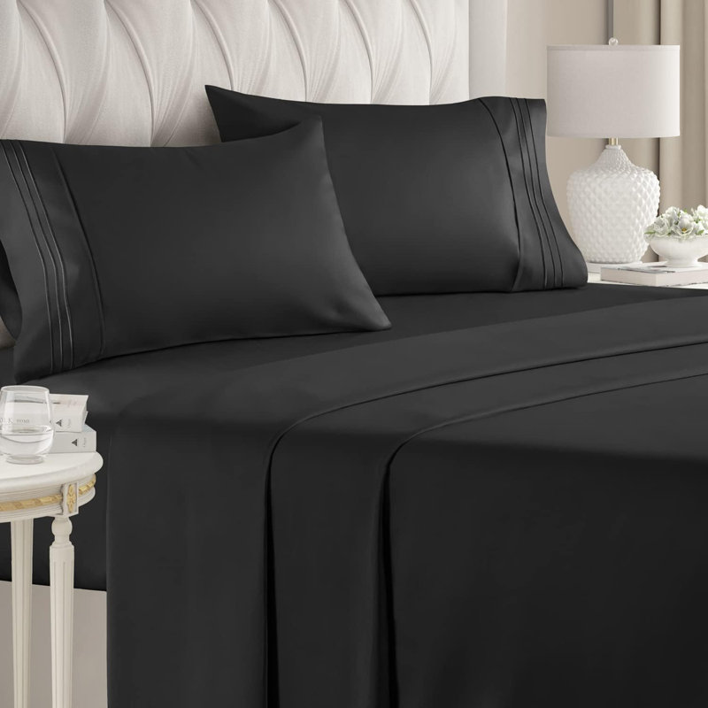Premium Cooling, Soft & Wrinkle Free Sheet Set - Ultra Soft & Premium Hotel Luxury Bed Sheet Set, Black