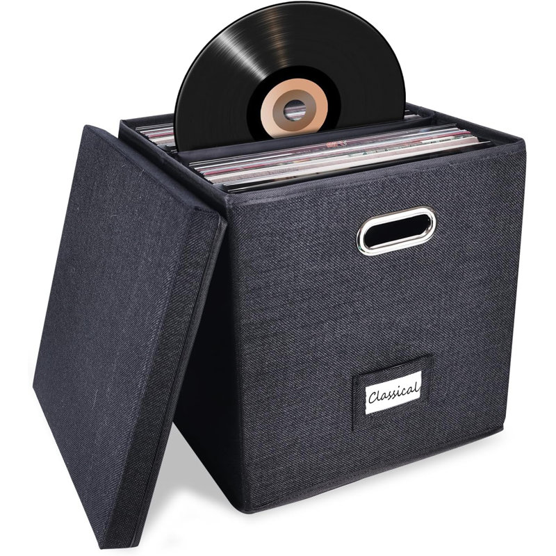 Boîte de rangement robuste pour disque vinyle - Le rangement pour album peut contenir jusqu'à 50 disques
