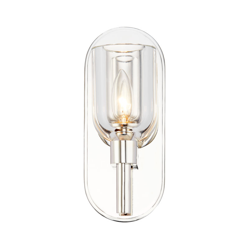 Lucian 1 - Light Bath Sconce, Clear Crystal/Polished Nickel