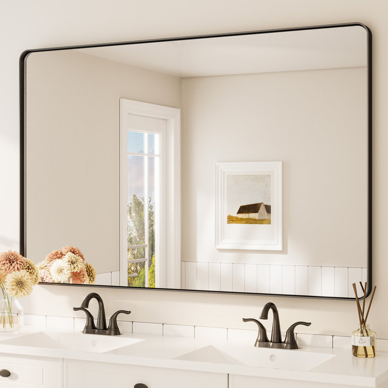 Bathroom Mirror with 1.2" Thick Aluminum Alloy Frame,Wall Mirror with Tempered Glass,Accent Mirror for Entryway,Dining Room,Bedroom