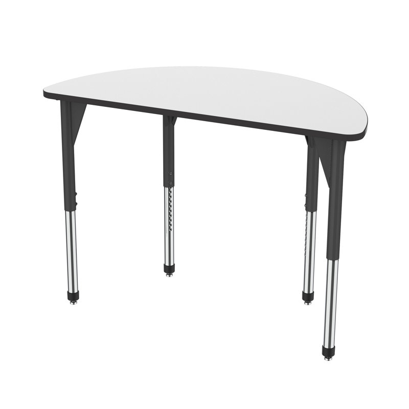 Table d’activité à demi-cercle à hauteur ajustable tableau blanc Premier Series, H 42 po x l 30 po x L 60 po, Noir