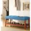 Banc en tissu bleu et finition chêne - l 40 po x P 16 po x H 18 po, siège polyvalent et lumineux de 40 po x 18 po, 8 po moderne et fonctionnel pour la maison-902957807
