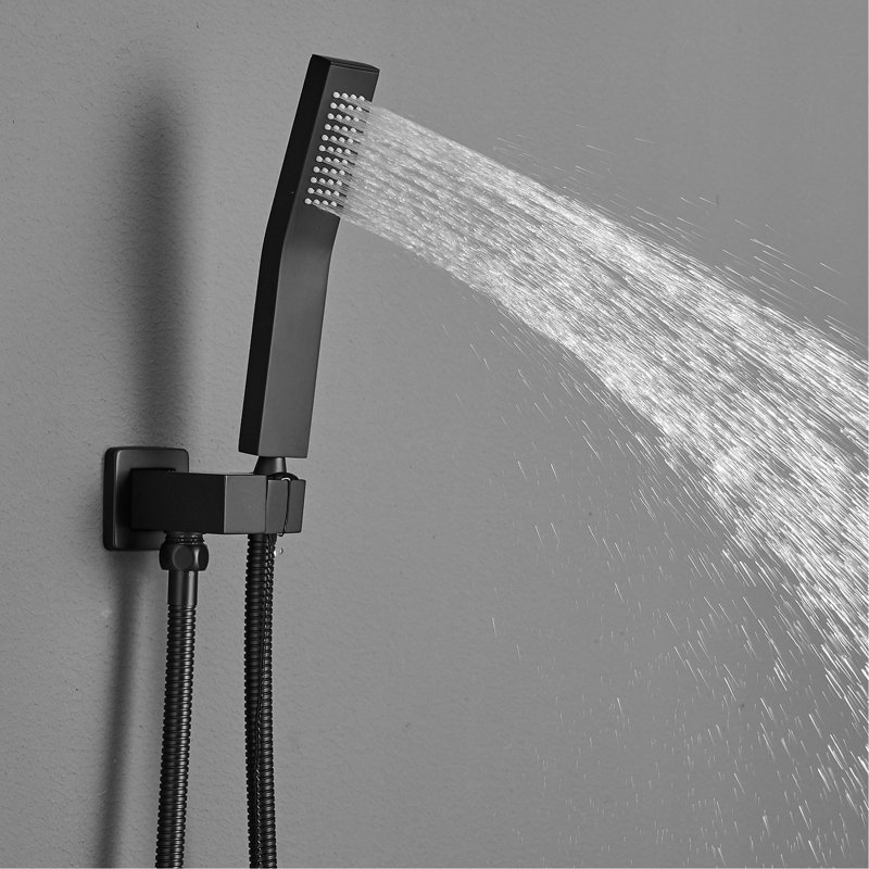 Luxury Bathroom - Wall Mounted Rain Shower In Black, Ceramic Filler, Surface Rainfall Control, Finish