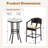 3 Pcs Patio Rattan Bar Set Wicker Armchairs & Round Table With Tempered Glass Top