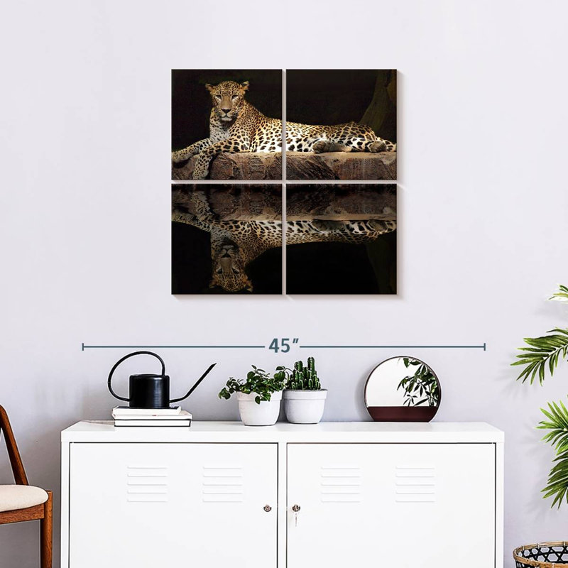 Leopard Water Reflection, 26" H x 26" W