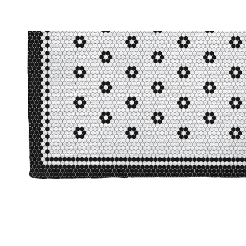 Diano Tile Flower Kitchen Mat, Charcoal, Rectangle 2' x 3'