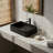 Black Rectangular Vessel Sink, 20" x 14" Ceramic Above Counter Bathroom Sink