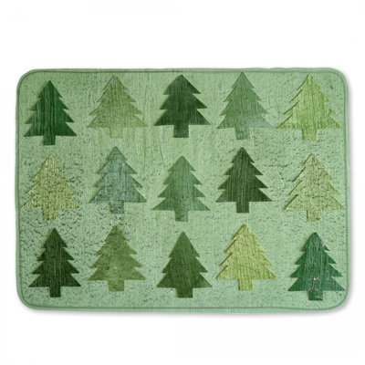 Green Tree Silhouettes Bath Mat