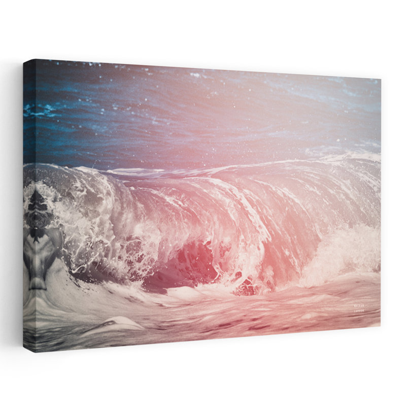 Perdus vagues de la côte rose I bleu contemporain blanc plage, H 60 po x l 40 po