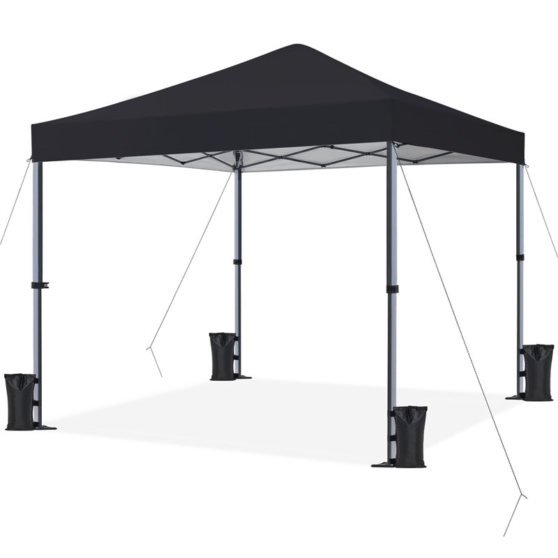 Metal Pop-Up Canopy with One-Push-To-Lock Setup Mechanism, Dark Gray, 12' W x 12' D