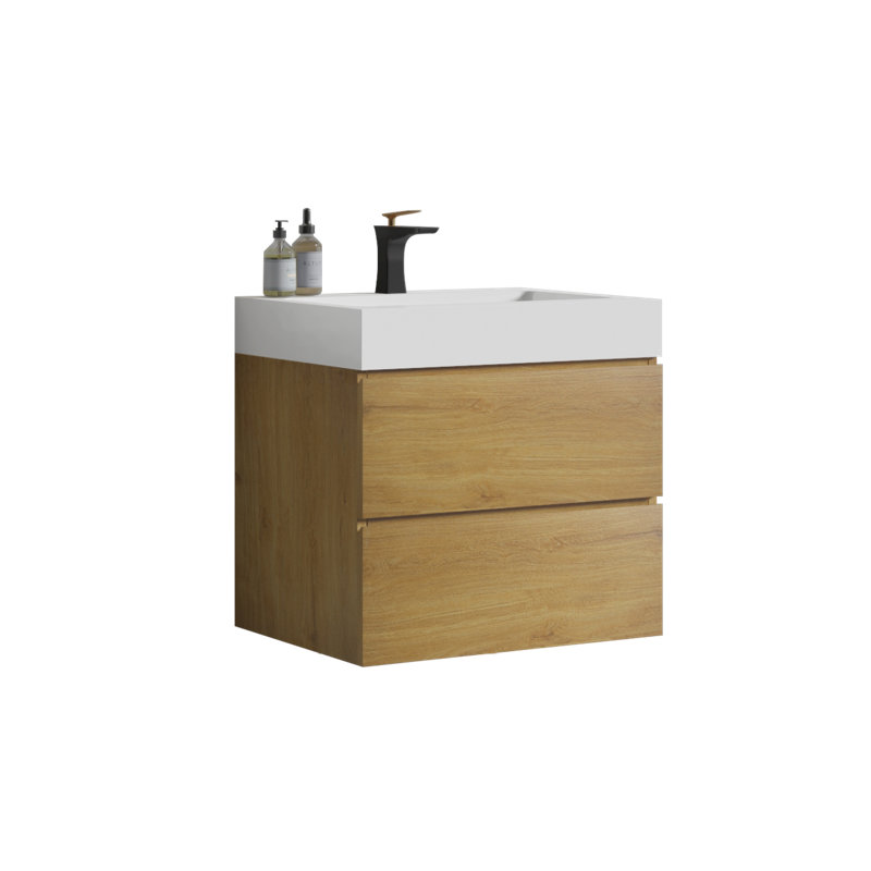 Meuble-lavabo simple 24 po avec surface solide Cordarius