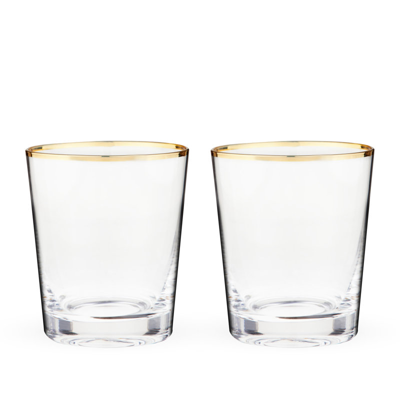 Gold Rimmed Clear Glass 10oz Lowball Tumbler Set