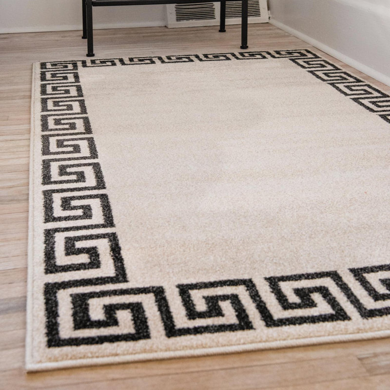 Tapis beige / noir Barreto, Rectangle 5 pi 3 po x 8 pi