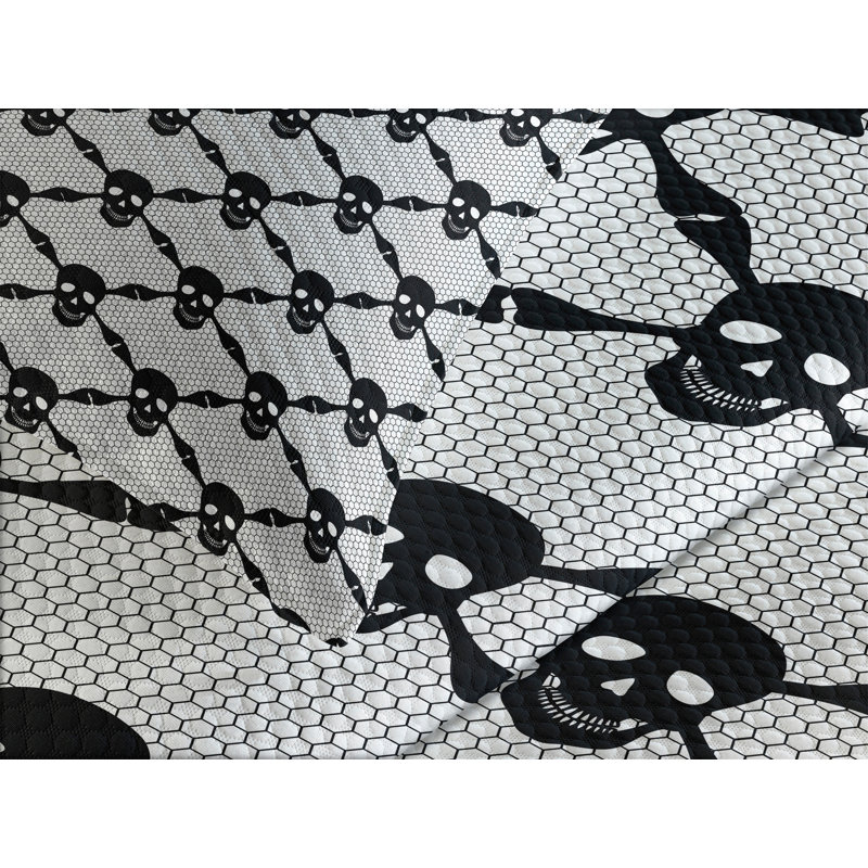 Gothic Black and White Skull King Bedspread Set