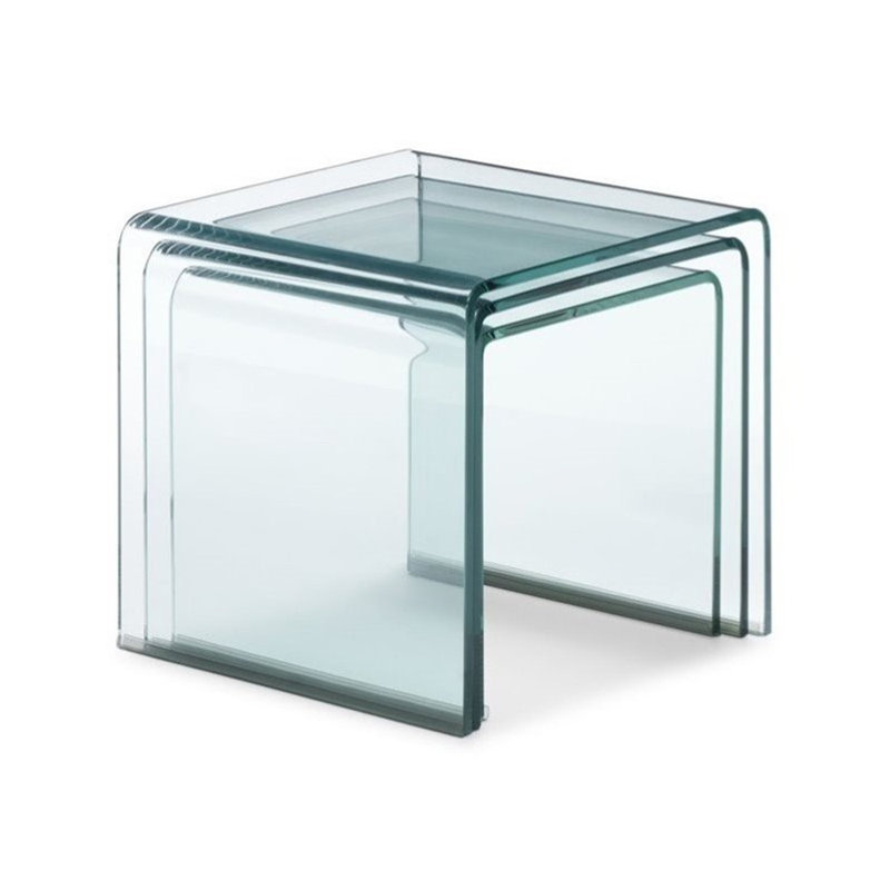 Nannette Glass Top Sled Nesting Tables