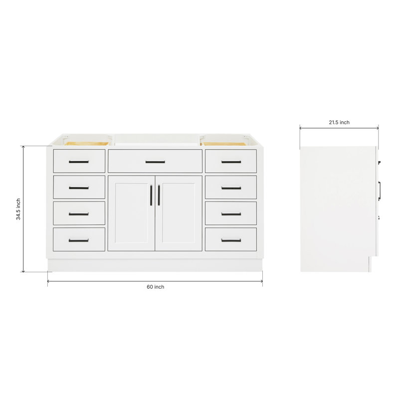 60" Single Sink Bathroom Vanity, Matte Black, White