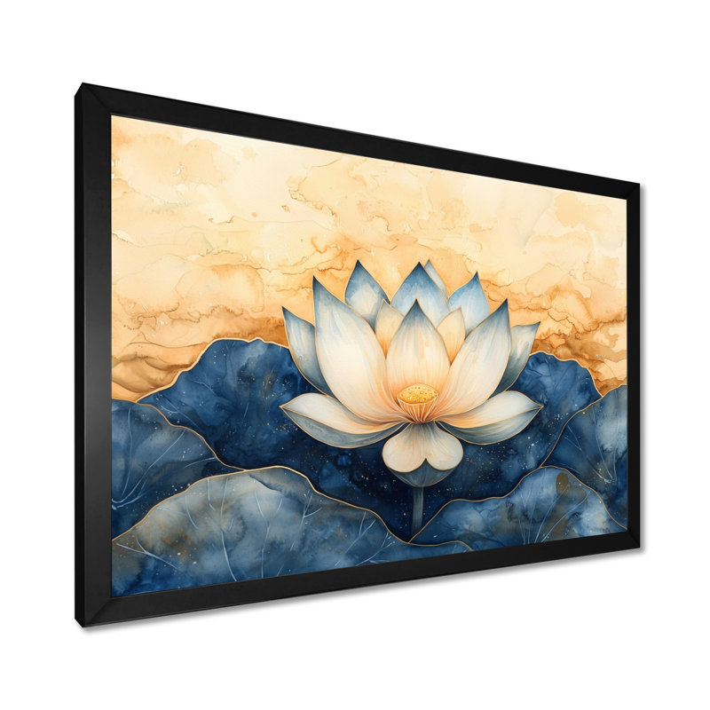 Lis Lily Aura de lotus II - salon d'art mural Lotus, H 24 po x l 32 po, Reproduction encadrée, Black