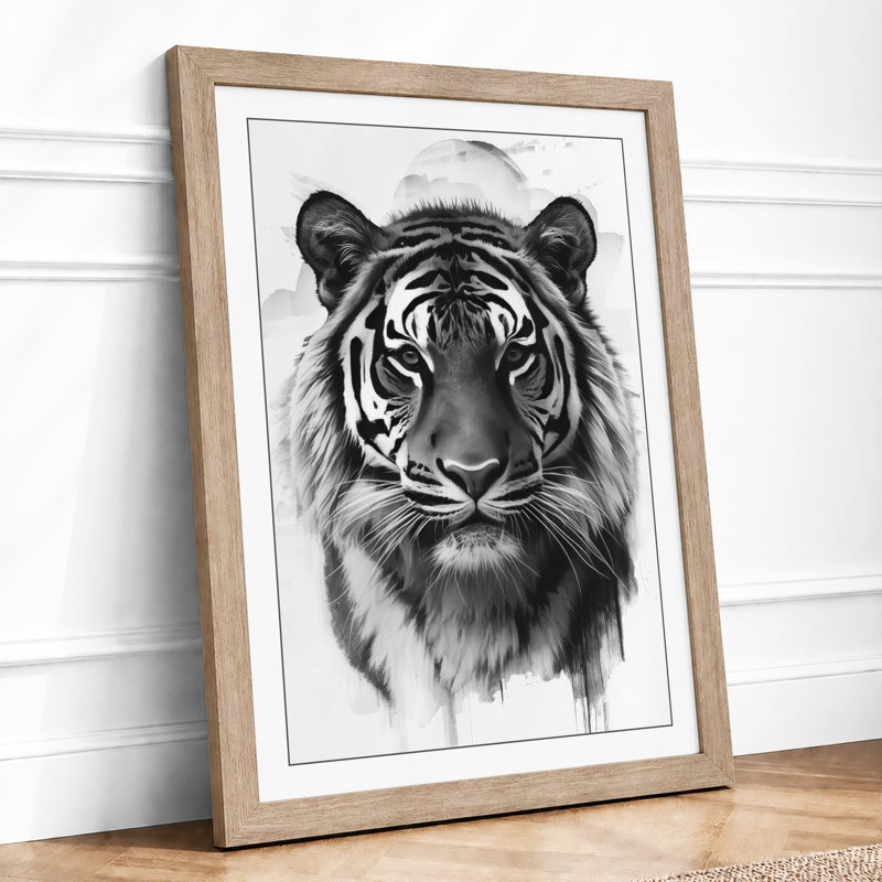 Tiger Gaze Modern - Framed Print, A1 - 84.1 x 59.4 cm, Oak