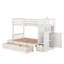 Lit superposé simple au-dessus de double / double, lit inférieur convertible, tablettes de rangement et tiroirs-1415142211