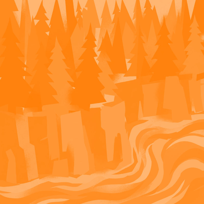 Couvertures Forest River, L 50 po x H 60 po, Dark Orange Light Orange