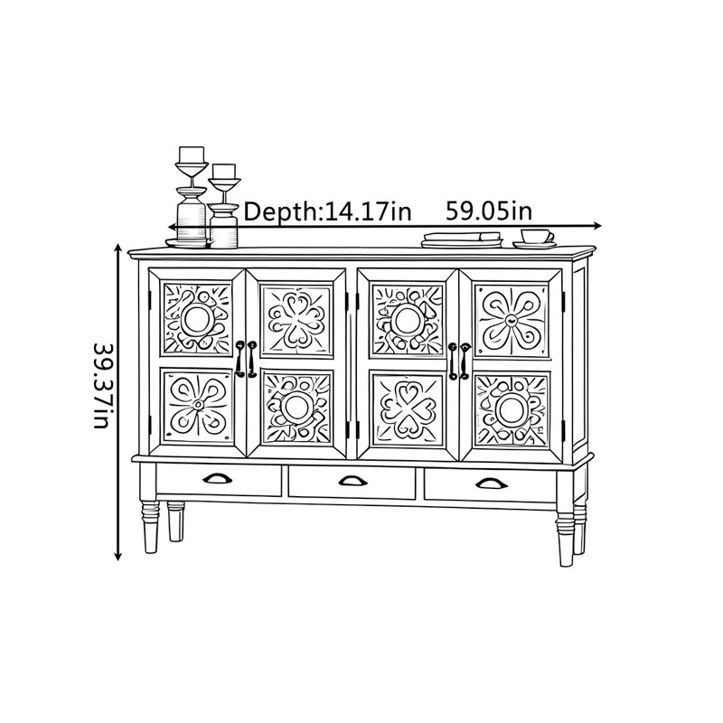 Armoire américaine antique sculptée