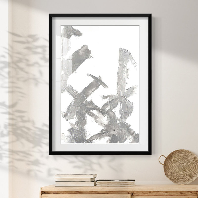 Silvery Strokes II - Impression encadrée, H 28,5 po x l 20,5 po, Noir