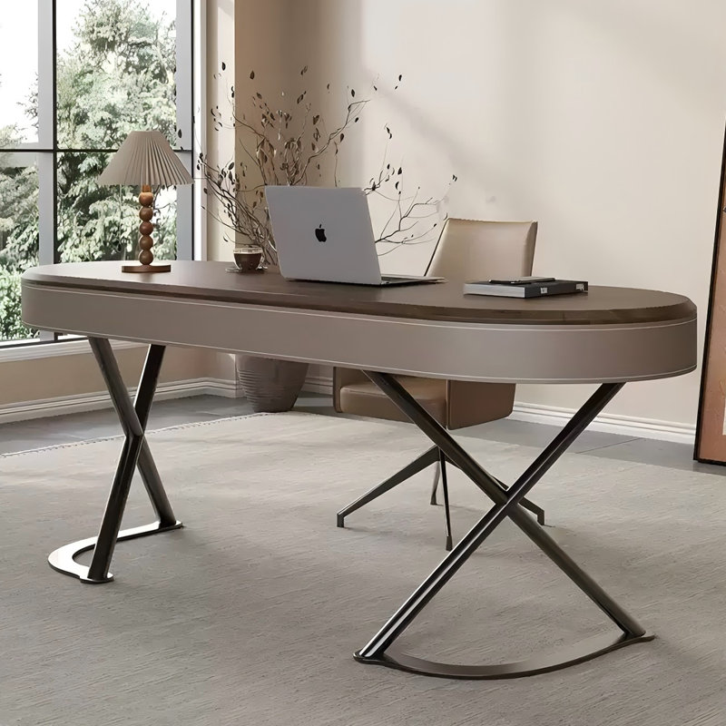 Bureau moderne en cuir selle minimaliste