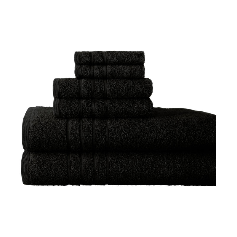 Ensemble de serviettes 6 pièces 100% coton, Noir