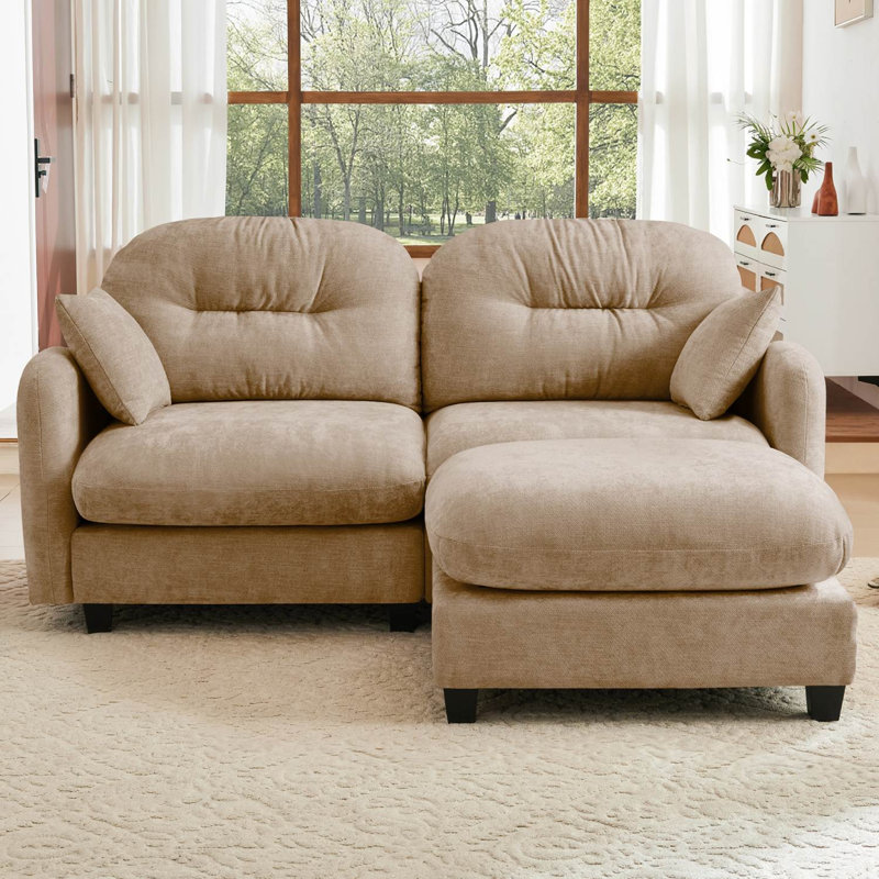 Canapé en chenille 74 "avec repose-pieds Cloud, Chameau