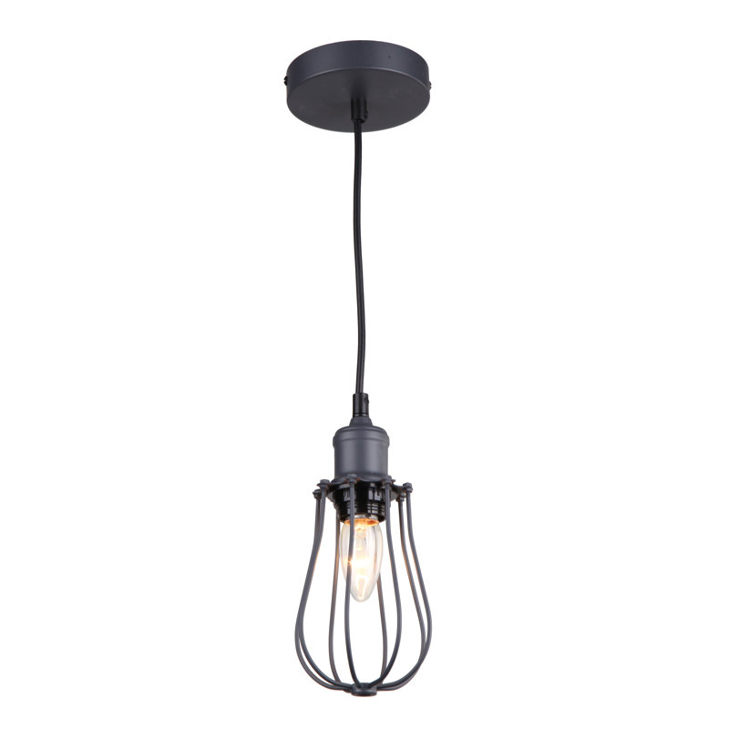 Luminaire suspendu cage 1 lumière Cramerton, Gris foncé