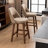 Upholstered Boucle Fabric Counter Stools, Armless Barstools With Wooden Legs For Kitchen Island Bar Counter-1760559299