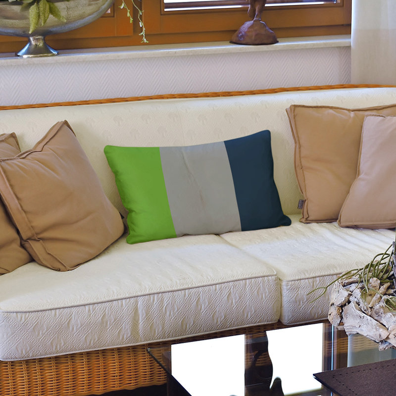 Housse de coussin lombaire Atlanta, Seattle, Bleu / Vert foncé / Gris