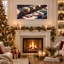Décoration de table avec guirlande de pin avec ruban rouge et toile de Noël-890281535