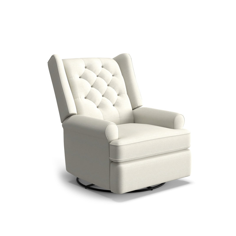 Allendale Upholstered Swivel Reclining Glider, Snow Ivory Performance